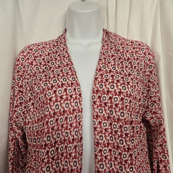 Loft Floral Red/ White Open Cardigan - Picture 1 of 6